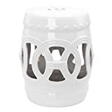 Outsunny 14" x 17" Ceramic Side Table Garden Stool with Knotted Ring Design & Glazed Strong Materials, White