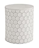 Signature Design by Ashley Polly Geometric Honeycomb Indoor & Outdoor Accent Stool, White