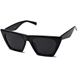 SOJOS Oversized Square Polarized Sunglasses for Women Big Vintage Trendy Sunnies SJ2115, Black/Grey