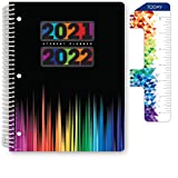 Global Datebooks Dated Middle School or High School Student Planner for Academic Year 2021-2022 (Matrix Style - 8.5"x11" - Black Colors) - Includes Ruler/Bookmark and Planning Stickers