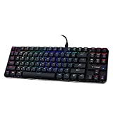 E-YOOSO TKL Mechanical Keyboard 87 Keys with RGB Backlit, Ultra Thin Compact Water-Resistant Tenkeyless Wired USB Type-C Anti Ghosting Gaming Keyboard for PC, MAC K-630 Brown Switch