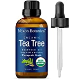 Organic Tea Tree Oil 30 ml - Certified USDA, Pure, Natural Undiluted Therapeutic Grade Tea Tree Essential Oil for Hair, Face, Skin, Acne and Scalp - Melaleuca Alternifolia Oils Nexon Botanics