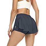 Flowy Tennis Skirt for Women Gym Yoga Shorts Workout Running Athletic Skater Golf Skort High Waisted (S, Grey)