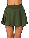 COOrun Pleated Tennis Skirts for Women with Pockets Shorts Athletic Golf Skorts Activewear Running Workout Sports Skirt(Army Green,XS)