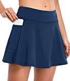 Fulbelle Summer Skirts for Women, Juniors Athletic Tennis Skirt Golf Skorts with Pockets Cute Sport Workout Yoga Shorts Flowy 2020 Fashion Gym Stylish Wear Navy Blue XX-Large