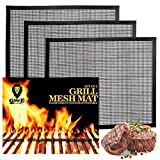 BBQ Mesh Grill Mats 3 Pack, 16" x 13" Non-Stick Grilling Mat for Fish Vegetables, Grill Accessories for Most Outdoor Grills & Smokers, Reusable Heat Resistant Grill Pad, Barbecue Sheet, Oven Liner