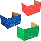 Really Good Stuff Standard Privacy Shields for Student Desks – Set of 12 - 3 Group Colors -Matte - Study Carrel Reduces Distractions - Keep Eyes From Wandering During Tests, Red, Blue & Green School Supplies Pattern