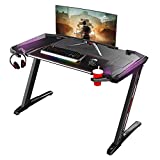 EUREKA ERGONOMIC Z2 Gaming Desk 50.6'' Z Shaped Office PC Computer Gaming Table with Retractable Cup Holder Headset Hook RGB Light for Men Boyfriend Female Gift