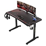 EUREKA ERGONOMIC 47 Inch Gaming Desk with Full Mouse Pad, Computer Gaming Desk with Cup Holder, Headphone Hook and Handle Rack with USB Charging Ports for Gamer, Black