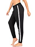 DEAR SPARKLE Workout Jogger for Women Stripe Side Drawstring Lightweight Joggers Yoga Lounge Sweatpants + Plus (P7 R) (Black, Small)