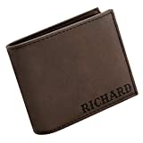 Personalized Wallets for Men, Brown - 6 Colors & 19 Font Options - Custom Engraved Leather Wallet - Gifts for Husband - Father's Day Gifts, Personalized Gifts for Men