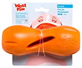 West Paw Zogoflex Qwizl Dog Puzzle Treat Toy – Interactive Chew Toy for Dogs – Dispenses Pet Treats – Brightly-Colored Dog Puzzles for Aggressive Chewers, Fetch, Catch, Non-Toxic Large 6.5", Tangerine