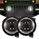 KIWI MASTER 9 Inch Round LED Headlights Halo DRL for Jeep Wrangler JL 2018-2021 Jeep Gladiator JT Accessories High Low Beam Headlight with Daytime Running Lights (New Version Adjustable Screw)