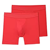 Terramar Men's Silkskins 6" Boxer Briefs, Red, 2 Pack, Large / 36-38 Inches