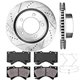 Callahan Front Drilled Slotted Brake Disc Rotors and Ceramic Brake Pads + Hardware Kit For 2007-2021 Toyota Tundra | 2008-2022 Toyota Sequoia | 2016-2021 Toyota Land Cruiser | 2016-2021 Lexus LX570