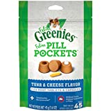 FELINE GREENIES PILL POCKETS for Cats Natural Soft Cat Treats, Tuna & Cheese Flavor, 1.6 oz. Pack (45 Treats)