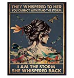 They Whispered to Her You Cannot Withstand The Storm - Positive Motivational Uplifting Encouragement Gifts for Women Teens - Inspirational Quote Wall Art - Boho Decoration Print - Dragonfly Wall Decor