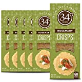 34 Degrees Crisps | Rosemary Crisps | Thin, Light & Crunchy Rosemary Crisps, 6 Pack (4.5oz each)