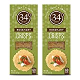 34 Degrees Crisps | Rosemary Crisps | Thin, Light & Crunchy Rosemary Crisps, 2 Pack (4.5oz)
