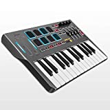 Donner DMK 25 MIDI Keyboard Controller Music Mini Key With 8 Backlit Drum Pads, 4 Knobs 4 control faders MIDI Controller BLACK