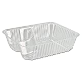 Small Clear Plastic Nacho Trays - 6 x 5 x 1-1/2 inch 2 Compartment Disposable Serving Holder - Perfect Size for Children-Size Nachos (Pack of 50)