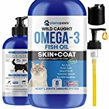 Omega 3 Fish Oil for Cats - Better Than Salmon Oil for Cats - Kitten + Cat Vitamins and Supplements - Cat Health Supplies - Cat Dandruff Treatment - Liquid Fish Oil for Pets - Cat Shedding Products