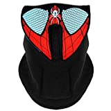 LED Sound Activated Masks for Parties, Music Festival, Motorcycle/Bike Riding, Jogging/Hiking, Costumes, Raves, Halloween (Spider) Black