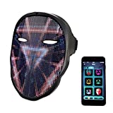 Led Mask with Rechargeable Bluetooth App Controlled, Customizable Shining Mask, LED Lighted Face Transforming Mask