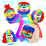 5 Pack Finger Sensory Toy Fidget Snapper Pack, Snap Grip Grab Squeeze Toy for Stress Anxiety Relief, Miniature Novelty Party Popper Noise Maker Hands Toy for Kids Adult ADHD Snap it Rainbow Colorful