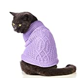 Jnancun Cat Sweater Turtleneck Knitted Sleeveless Cat Clothes Warm Winter Kitten Clothes Outfits for Cats or Small Dogs in Cold Season(Purple, Medium)