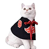 Cat Cloak Anime Ninja Costume，Halloween Pet Clothes,Pet Cloak Cosplay Party for Small Dogs Cats Clothing (Black, Small)