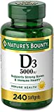 Natures Bounty Vitamin D3, Immune Support, 125 mcg (5000iu), Rapid Release Softgels, 240 Ct