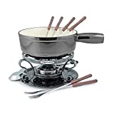 Swissmar Lugano 9 Piece Cheese Fondue Set in Metallic Black