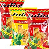 Julio's Corn Tortilla Chips Pick a Pack - Three 9 oz Bags - You Pick Your Flavor Pack - Regular Seaoned and Freakin Hot Chips (2 Hot/1 Reg)