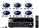 Yamaha 7.2-Channel Wireless Bluetooth 4K Network A/V Wi-Fi Home Theater Receiver + Yamaha High-Performance Moisture Resistant 2-Way 8" 140 watt Surround Sound in-Ceiling Speaker System (Set of 6)