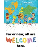All Are Welcome Here Poster—Motivational Wall Art or Bulletin Board Decor, Inclusive, Inspirational Classroom, Office, Homeschool Decorations (13.37" x 19")