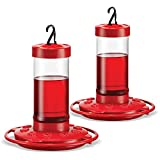 SEWANTA Hummingbird Feeder 16 oz [Set of 2] Plastic Hummingbird Feeders for Outdoors - Humming Bird Feeders - 10 Feeding Ports - Wide Mouth for Easy Filling/2 Part Base for Easy Cleaning