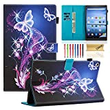 Dteck Case for All-New Fire HD 10 Tablet (9th/7th Generation, 2019/2017 Release) - Slim PU Leather Folio Stand Smart Cover with Auto Wake/Sleep for Kindle Fire HD 10.1 inch, Twinkle Butterfly