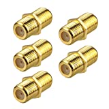 VCE Coaxial Cable Connector, RG6 Coax Cable Extender F-Type Gold Plated Adapter Female to Female for TV Cables, 5-Pack