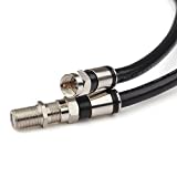 GTOTd Coaxial Cable (4 Feet) with RG6 Coax Cable Connector (and F-Type Cable Extension Adapter) Black Coax Satellite TV 75 Ohm Cable
