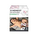 The Honest Company Clean Conscious Diapers | Plant-Based, Sustainable | Young At Heart + Rose Blossom | Club Box, Size 2 (12-18 lbs), 76 Count