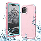 Gustave iPhone 13 Mini Waterproof Case Support Wireless Charging Waterproof Shockproof Dirt-Proof Full-Body Rugged Cover with Built-in Screen Protector for iPhone 13 Mini 5.4 inch (Pink)