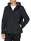 Levi's Men's Wool Blend Military Jacket with Hood, charcoal, Small