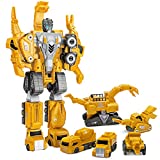5 in 1 Dinosaur Transforming Robot Toys Set, Magnetic Assemble into Emulation 14.5 inches Large Robot Figures, 5 Construction Trucks & Dinosaurs for Boys, Kids Ages 3 and Up