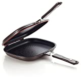 Happycall Titanium Nonstick Double Pan, Omelette Pan, Flip Pan, Square, Dishwasher Safe, PFOA-free, Brown (Standard)