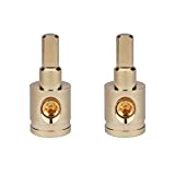 1/0 Gauge to 4 Gauge Wire Reducer 2pcs Car Audio Amp Input Reducer Adapter Brass with Gold Plated