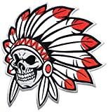 Native American Indian Chief Feather Skull Ghost Skeleton Outlaw Biker Rider Hippie Punk Rock Heavy Metal Tatoo Patch Sew Iron on Embroidered Sign Badge