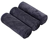 HOPESHINE Home Gyms Yoga Towels Sweat Fitness Exercise Microfiber Workout Towels Absorbent Gym Towels for Men & Women Sports Towels Soft Fast Drying 3 Pack (Grey, 16inchX32inch)