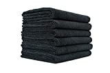 The Rag Company - Spa & Yoga Towel - Gym, Exercise, Fitness, Sport, Ultra Soft, Super Absorbent, Fast Drying Premium Microfiber, 320gsm, 16in x 27in, Black (6-Pack)