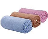 BuiltFit Microfiber Gym Towels for Sweat Sports Yoga Workout Towel for Men and Women, Super Absorbent and Quick Drying, 3 Pack Set 14x29 Inch Blue+Purple+Coffee